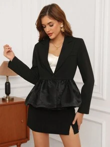 GENKIRA Patchwork Long Sleeve Blazer Jacket Fall Cloth For Women - Black - View 6