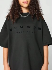 SUMWON T-shirt premium oversize avec imprimé floqué pour préadolescentes