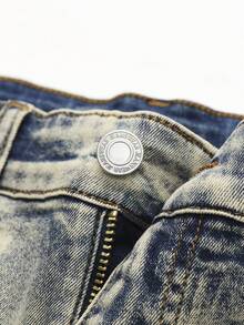 Thiếu niên Con trai Phong cách đường phố Retro Denim mùa giặt Denim Quần jean - Rửa nhẹ - Xem 4