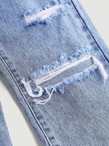 SHEIN Girlism Jeans anchos rasgados lavados para la playa de primavera / verano Y2K para niña preadolescente, ropa de verano para niñas, conjunto para conciertos