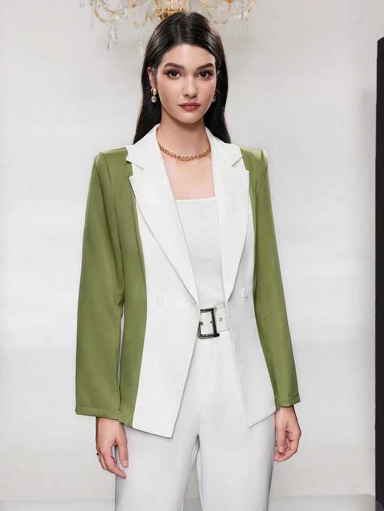 Ladies' Color Block Long Sleeve Blazer