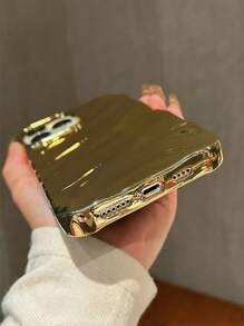 Glittering Oil Coated Drop-Proof Phone Case Compatible With IPhone - Gold - View 3