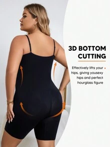 Monos De Control De Barriga De Alta Elasticidad Suave Y Cómodo Para Mujeres De Talla Grande - Negro - Ver 2