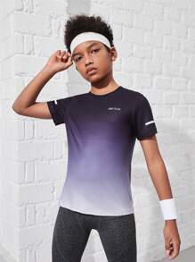 SHEIN Tween Boy Gradient Color T-Shirt - Black and White - View 4