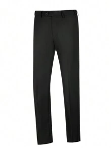 Men Solid Straight Leg Suit Pants - Black - View 1