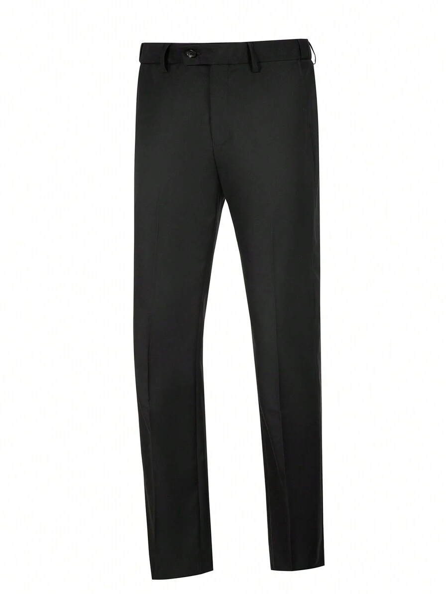 Men Solid Straight Leg Suit Pants - Black - View 1