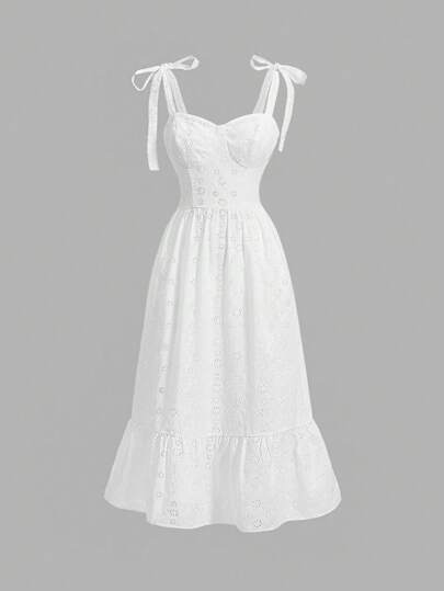 SHEIN MOD Women's Plain Color Shoulder Knot Schiffy Dress