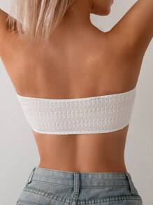 Swim Mod Top de bikini sin tirantes para mujer con detalle de nudo para playa de verano - Blanco - Ver 2