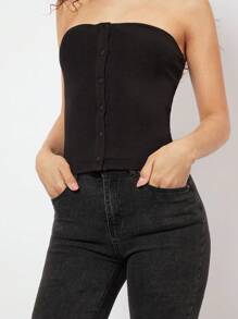 SHEIN BASICS Women's Front Buckle Strapless Top