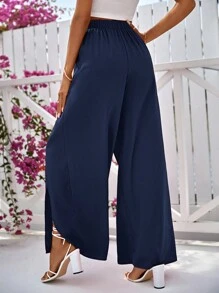 Vivid Eden Pantalones anchos de pierna ancha con envolvente liso para mujer