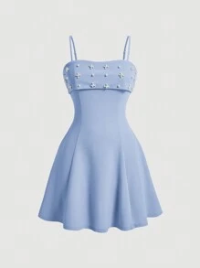 SHEIN MOD Vestido de tirantes finos con detalle de perlas para mujer