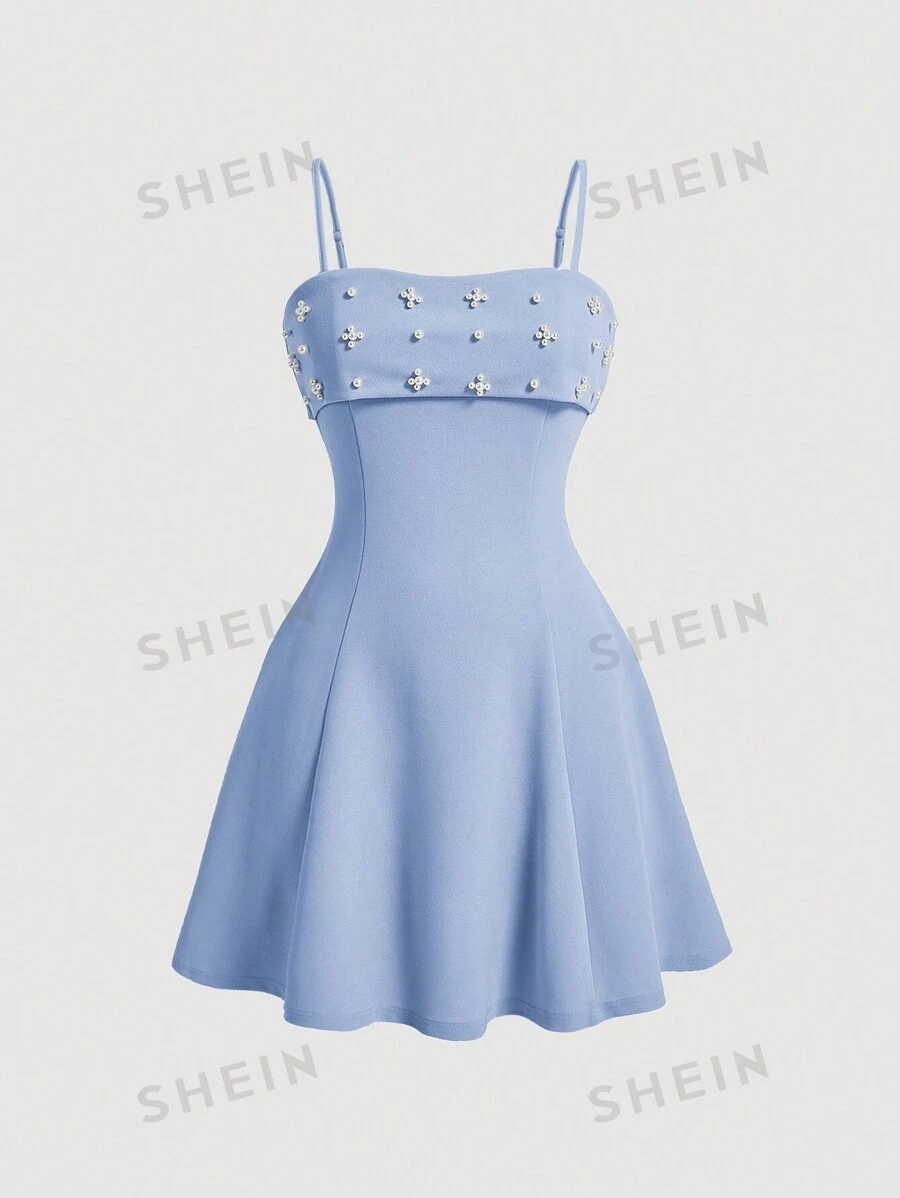 SHEIN MOD Vestido de tirantes finos con detalle de perlas para mujer