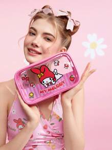 HELLO KITTY AND FRIENDS | SHEIN 可愛粉色印花半透明化妝品袋 - 紅色 - 查看 2