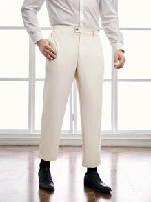 Manfinity VCAY 男士編織休閒褲,斜口袋設計 - 杏色 - 查看 1