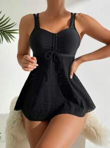 SHEIN Swim Ladies' Solid Color Bikini Set Summer