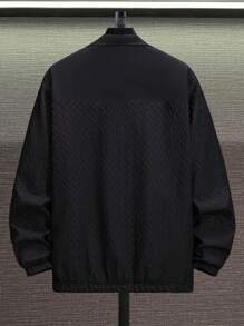 Manfinity Homme Chaqueta De Hombre Con Cremallera De Color Sólido - Negro - Ver 2