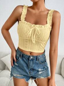 SHEIN EZwear Square Neckline Ribbed Knit Tight Fitted Tank Top With Thick Shoulder Straps