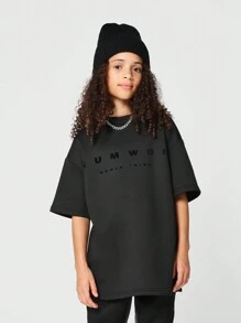 SUMWON T-shirt premium oversize avec imprimé floqué pour préadolescentes