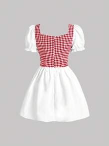 SHEIN Unity Ống tay áo Khối màu Váy có thắt lưng - trắng - Xem 2