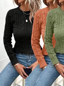 EMERY ROSE pull en tricot de couleur unie pour femmes, pull tricoté pour l'automne et l'hiver - Multicolore - Voir 3