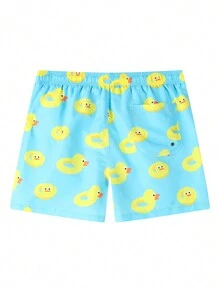 Manfinity Nam Vịt Cartoon In Xanh Dây rút Quần short đi biển Cho mùa hè , Bơi lội - Màu xanh lam - Xem 2