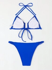 Swim Vcay 女士 U 领吊带比基尼套装，比基尼套装海滩泳装泳衣音乐节夏季海滩 - 寶藍色 - 查看 7