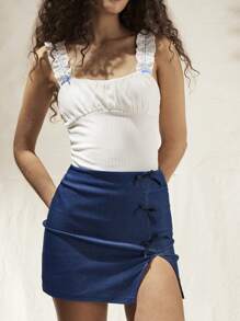 Forever 21 Women's Solid Color Simple Mushroom Pleated Hem Tank Top - White - View 3