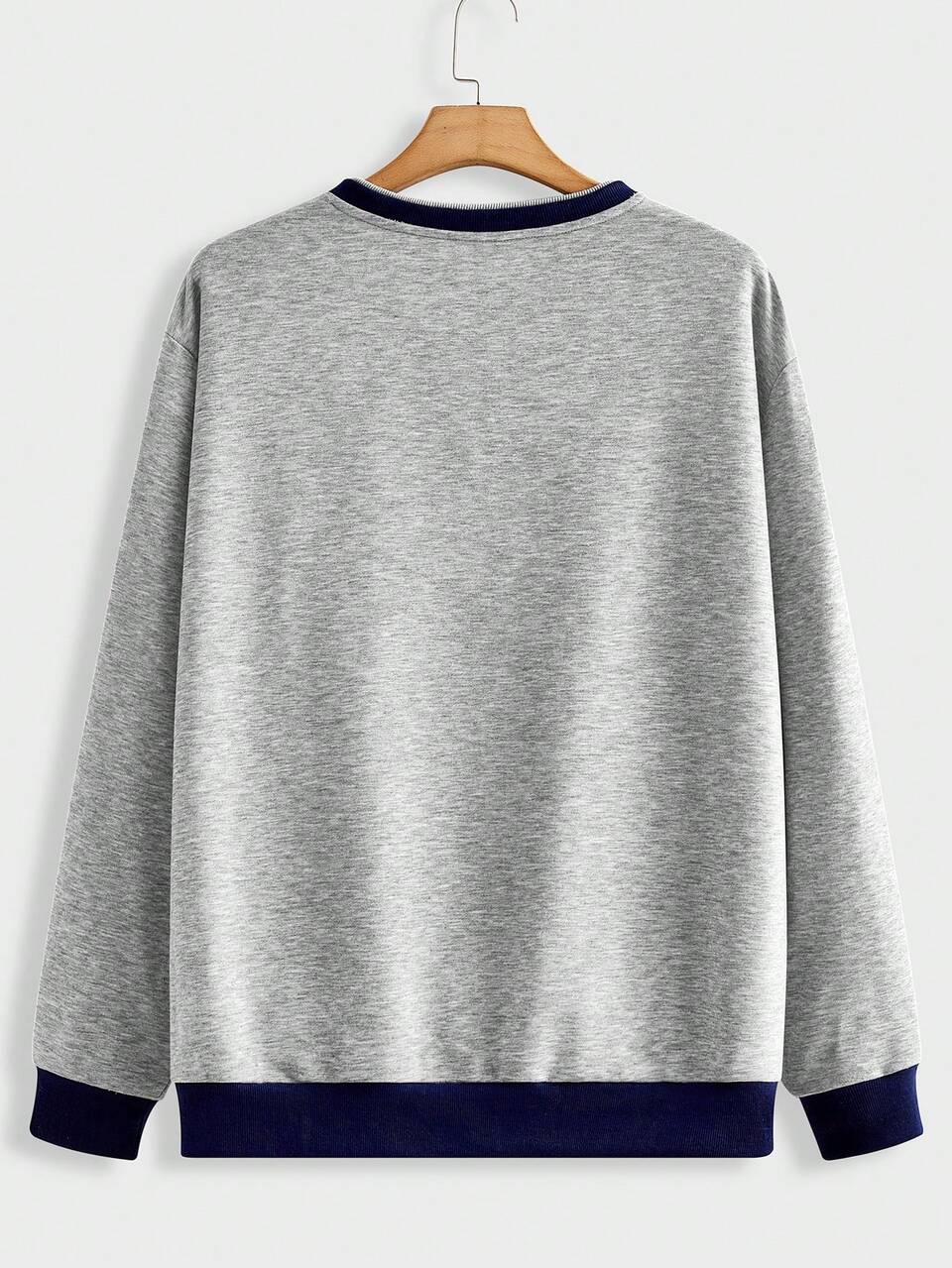Men's Plus Size Letter Print Round Neck Long Sleeve Sweatshirt