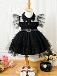 SHEIN Vestido De Malla De Estilo Gótico Para Niña Bebé - Multicolor - Ver 1