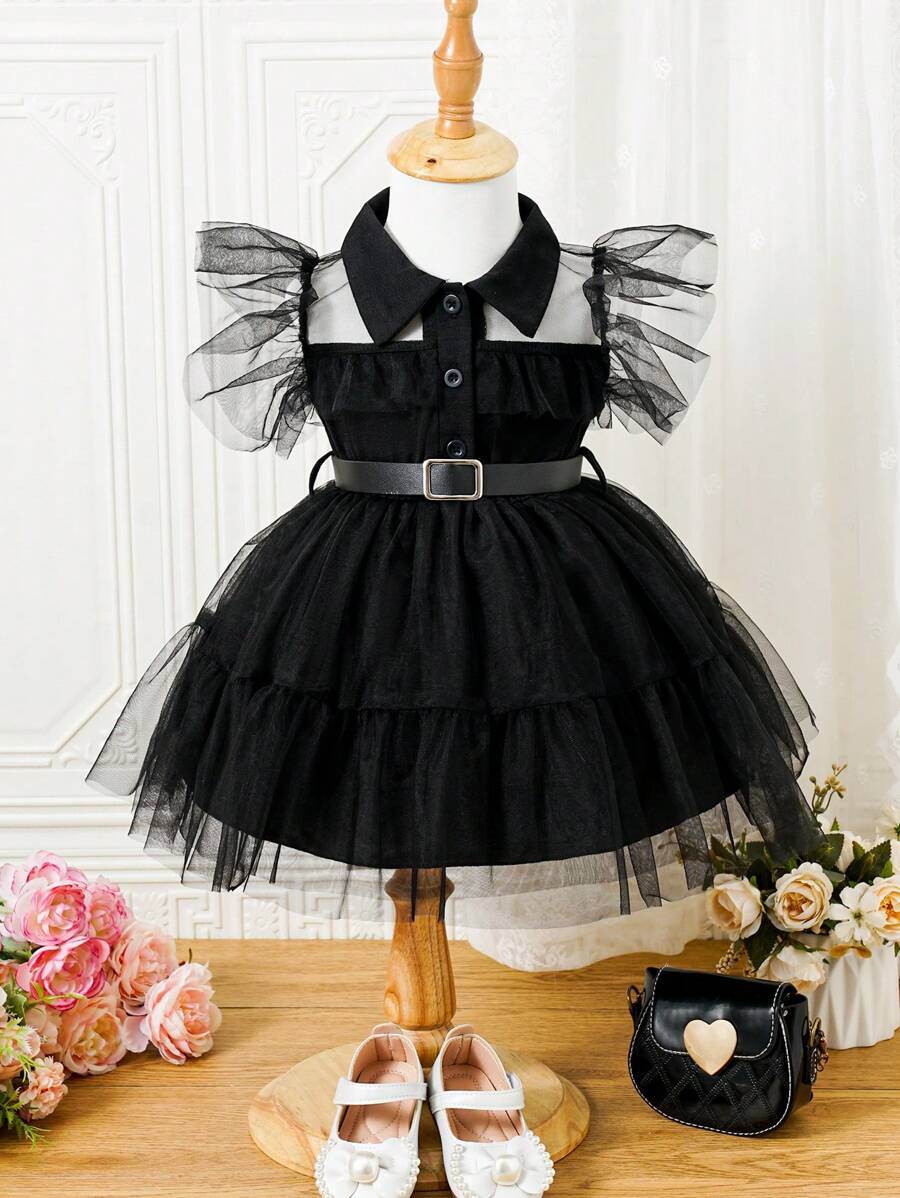 SHEIN Vestido De Malla De Estilo Gótico Para Niña Bebé - Multicolor - Ver 1