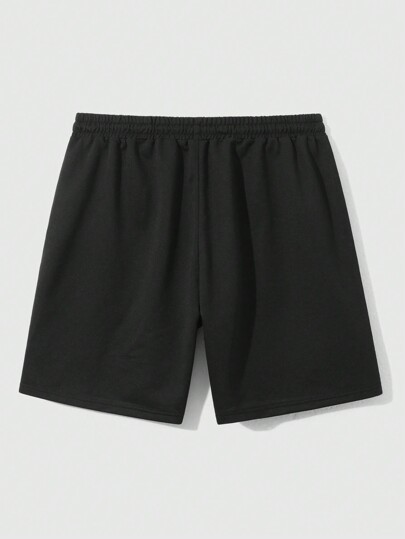 Street Life Men's Star & Letter Print Drawstring Waist Shorts, Football Style For Summer, School