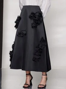 Modelyn Women's 3d Flower Decorated A-Line Skirt