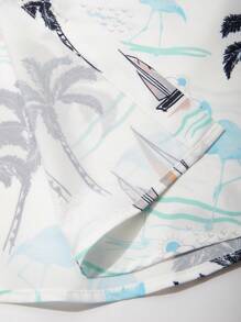 Manfinity RSRT 2pcs/Set Men's Coconut Tree Printed Short-Sleeve Shirt - Baby Blue - View 5