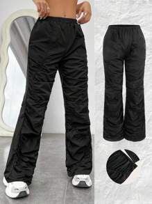 SHEIN Coolane Quý cô Xếp li Quần skinny Quần Thích hợp Cho mùa xuân Và Mùa hè Mặc - màu đen - Xem 4