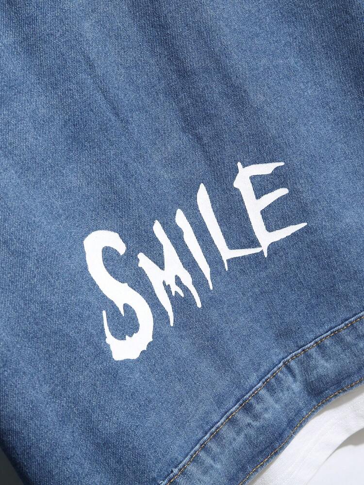 Men's Front Buckle, Pocketed Denim Jacket