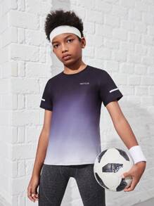SHEIN Tween Boy Gradient Color T-Shirt - Black and White - View 1