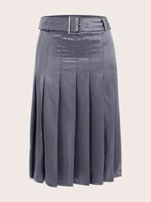 SHEIN ICON 女性超低腰寬褶皺高開叉中長裙