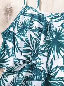 Swim Lushoire 夏季海滩印花荷叶边分体泳衣两件套 - 彩色 - 查看 7