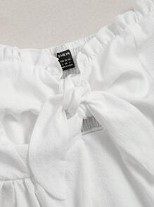 GlowEve Solid Color Pleated Bandeau Top - White - View 4