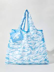 HELLO KITTY AND FRIENDS | SHEIN Cute Rabbit Printed Foldable Portable Shopping Bag - Baby Blue - View 2