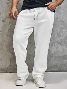 Manfinity Homme Pantalon De Jogging Grande Tailles Pour Hommes, Unicolore Couleur Avec Cordon De Serrage À La Taille