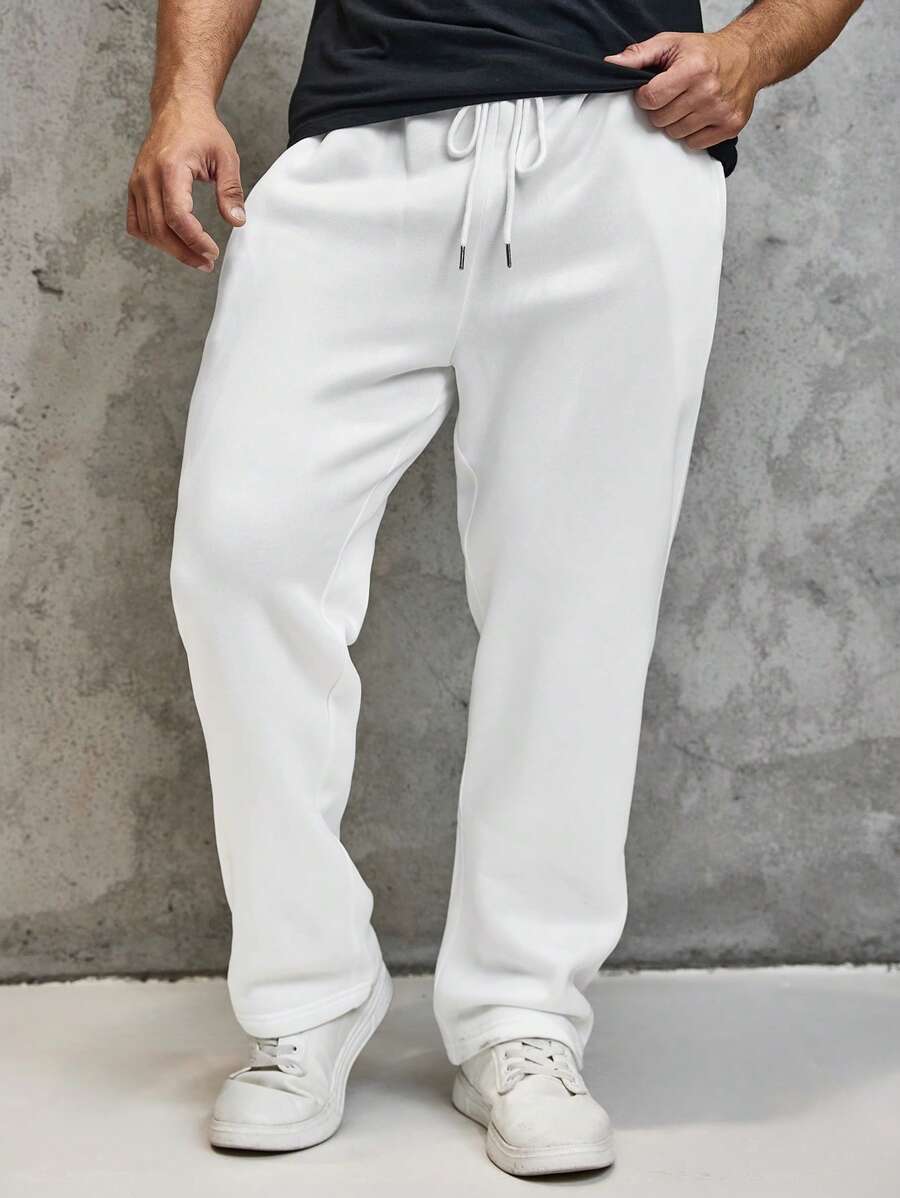 Manfinity Homme Pantalon De Jogging Grande Tailles Pour Hommes, Unicolore Couleur Avec Cordon De Serrage À La Taille