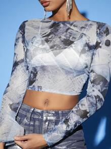 SHEIN BAE Going Out Tops Shirts Concert Sexy Tops Long Sleeves Tops Women Tops Summer Outfits - Blue - View 6