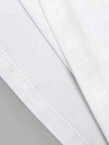 VaVaBold 旗袍領扣綴飾空心短袖t恤 - 白色 - 查看 4