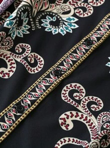 SHEIN Của phụ nữ In hoa Tay áo dài Áo sơ mi - màu đen - Xem 4