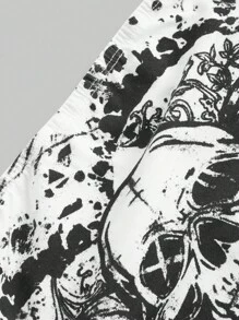 ROMWE Goth 女款骷髏印花抹胸式上衣 - 白色 - 查看 4