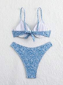 Swim Vcay Bikini a fascia con ferretto a fantasia floreale ditsy per donne, adatto all'estate in spiaggia