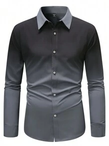 Manfinity Mode Men's Gradient Long Sleeve Shirt - Dark Grey - View 3