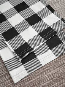 SHEIN 女士格紋睡衣套裝,附拼接口袋上衣和褲子 - 黑與白 - 查看 5