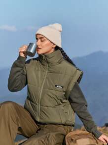 In My Nature Ladies' Outdoor Vest Jacket With Zipper - Khaki - View 5